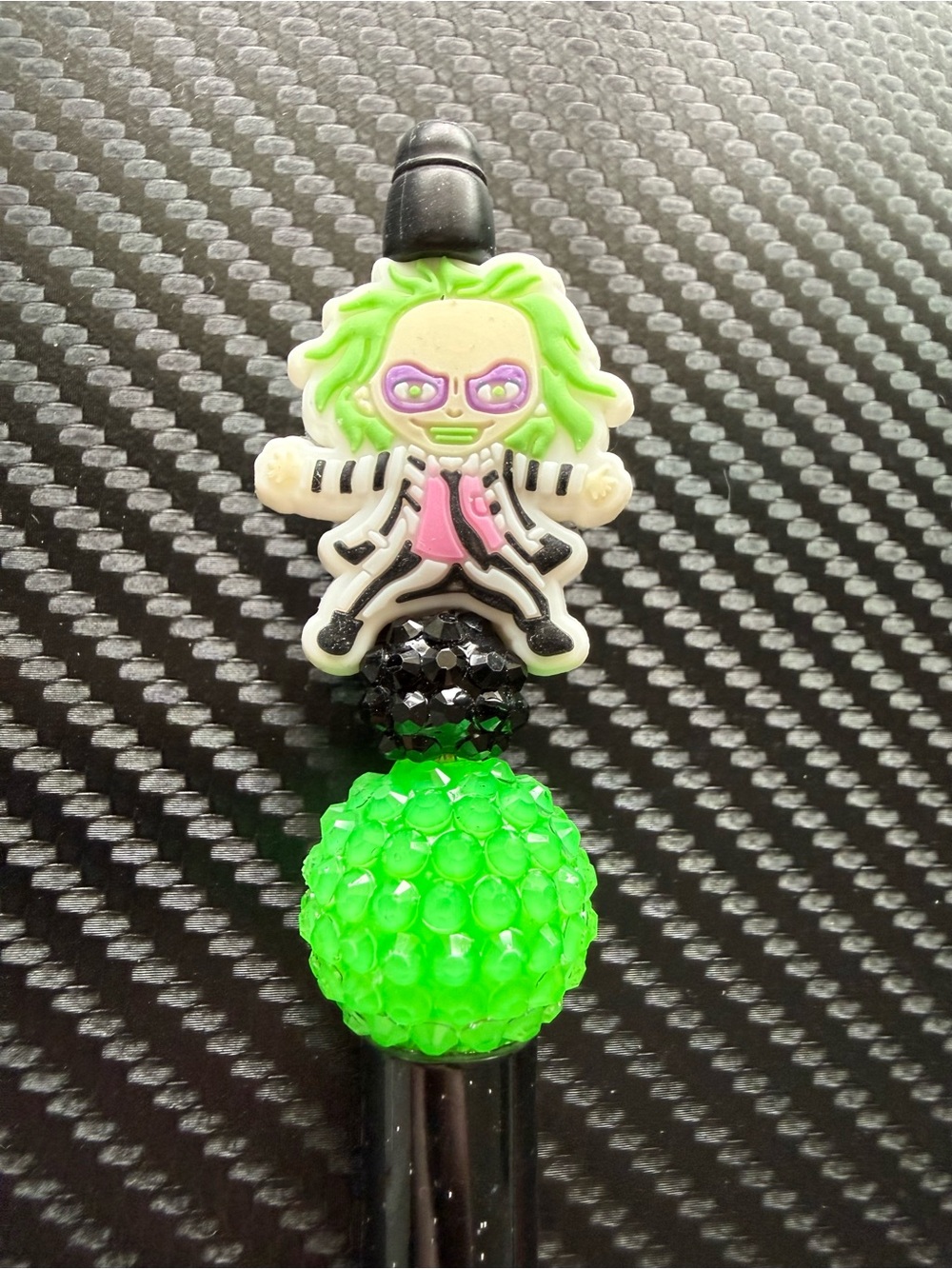 Handmade BeetleJuice Beaded Pen with Ink Refill - Black Ink